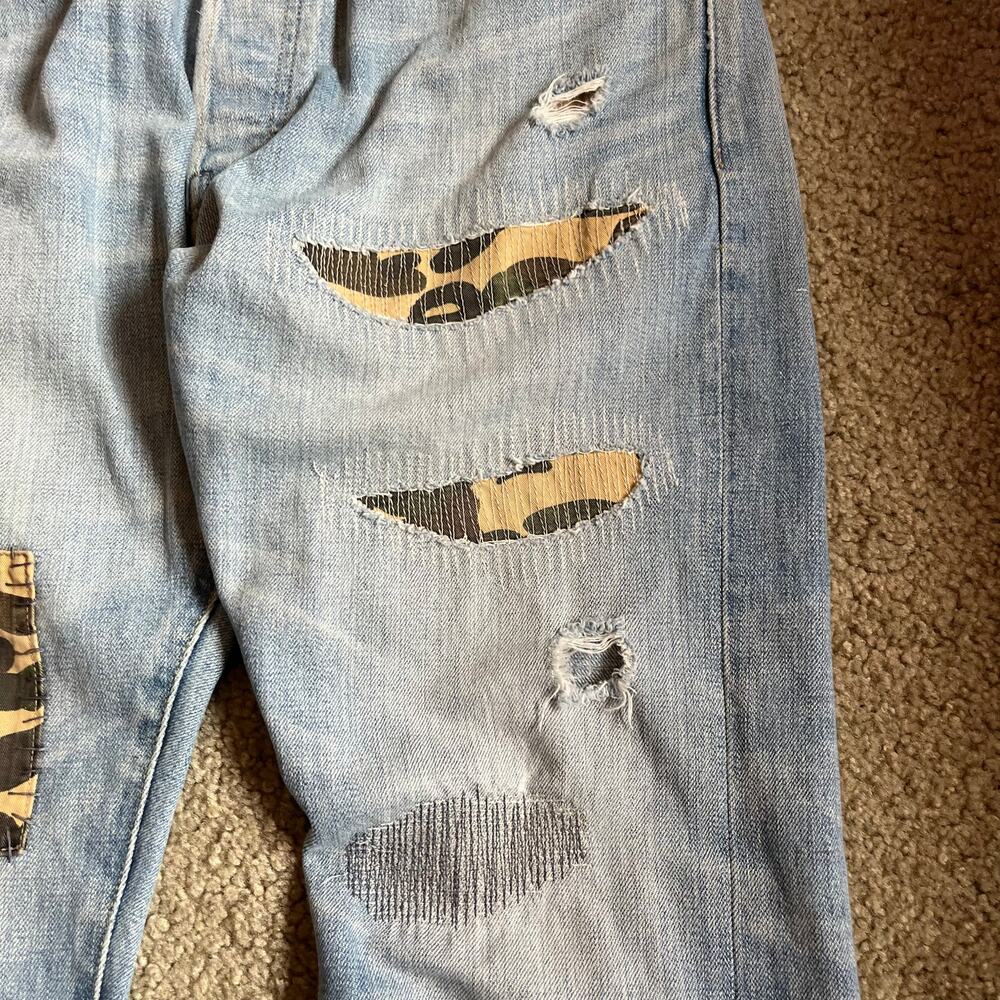 Authentic Bape 2000’s Patchwork Camo Denim Jeans … - image 3